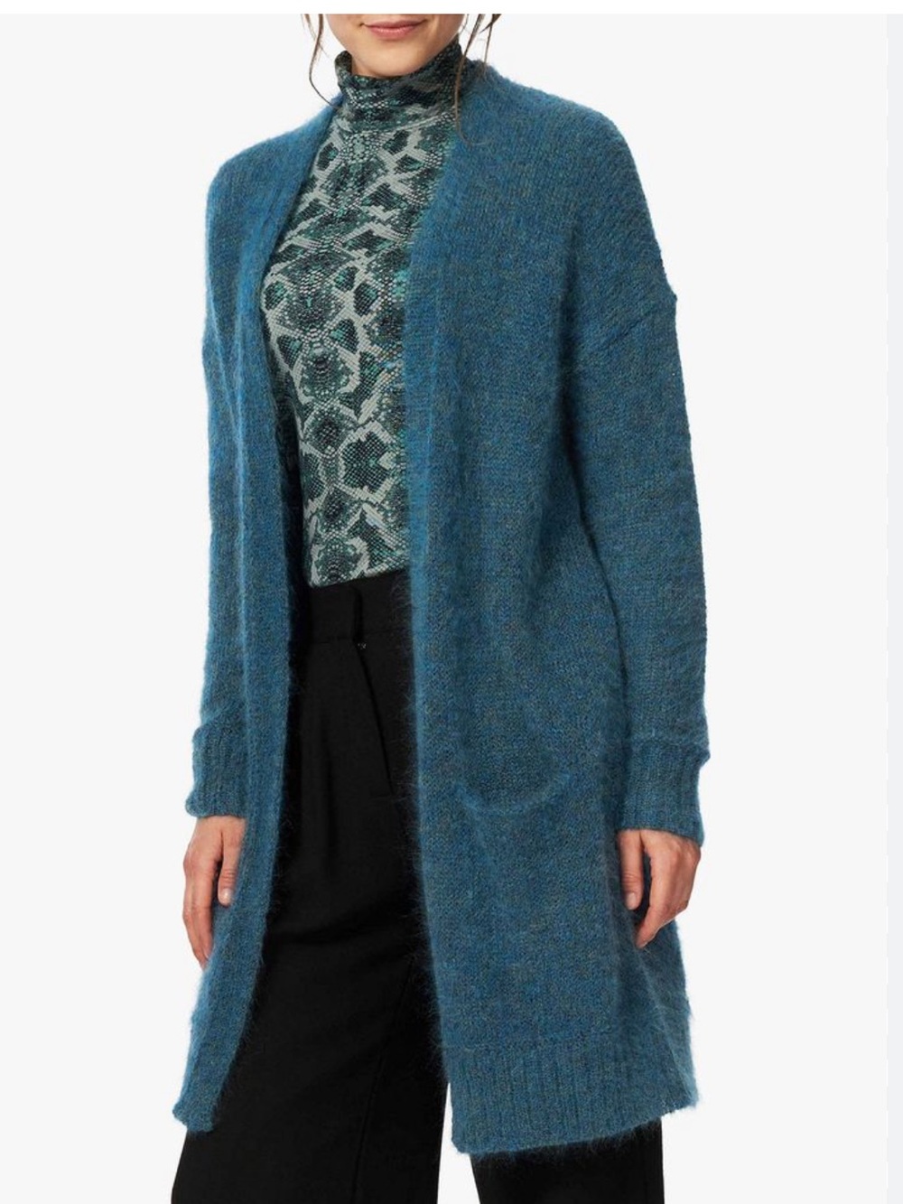 Brora Teal Superkid Mohair Blend Soft Open
Cardigan Size 8-10